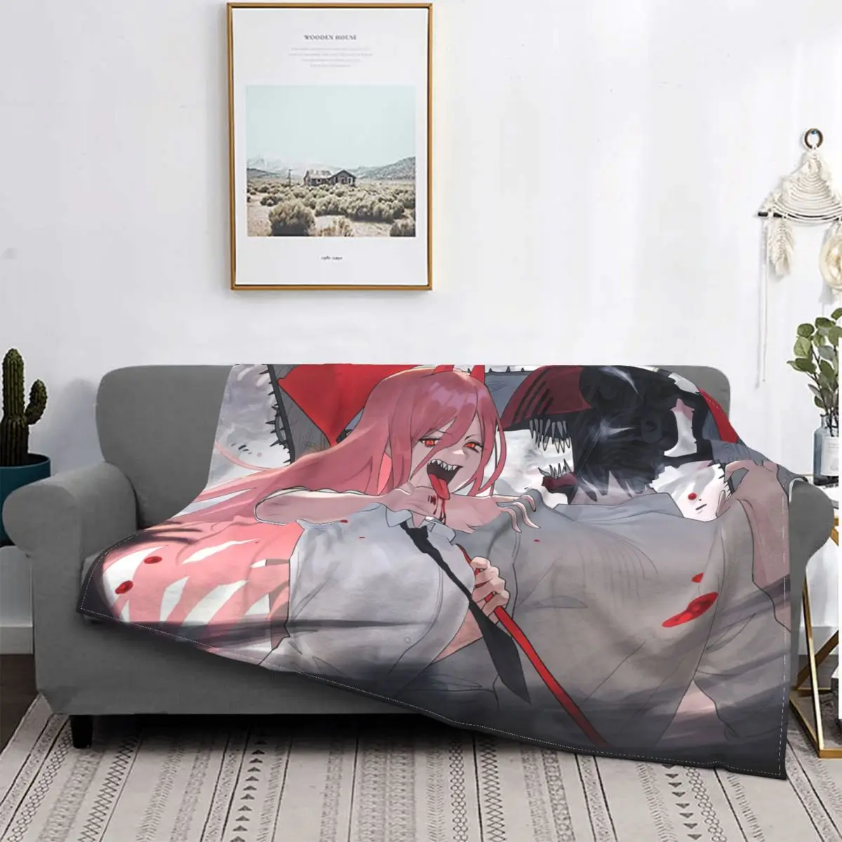

Denji Higashiyama Kobeni Blankets Fleece Chainsaw Man Anime Multi-function Ultra-Soft Throw Blanket for Bed Couch Bedding Throw