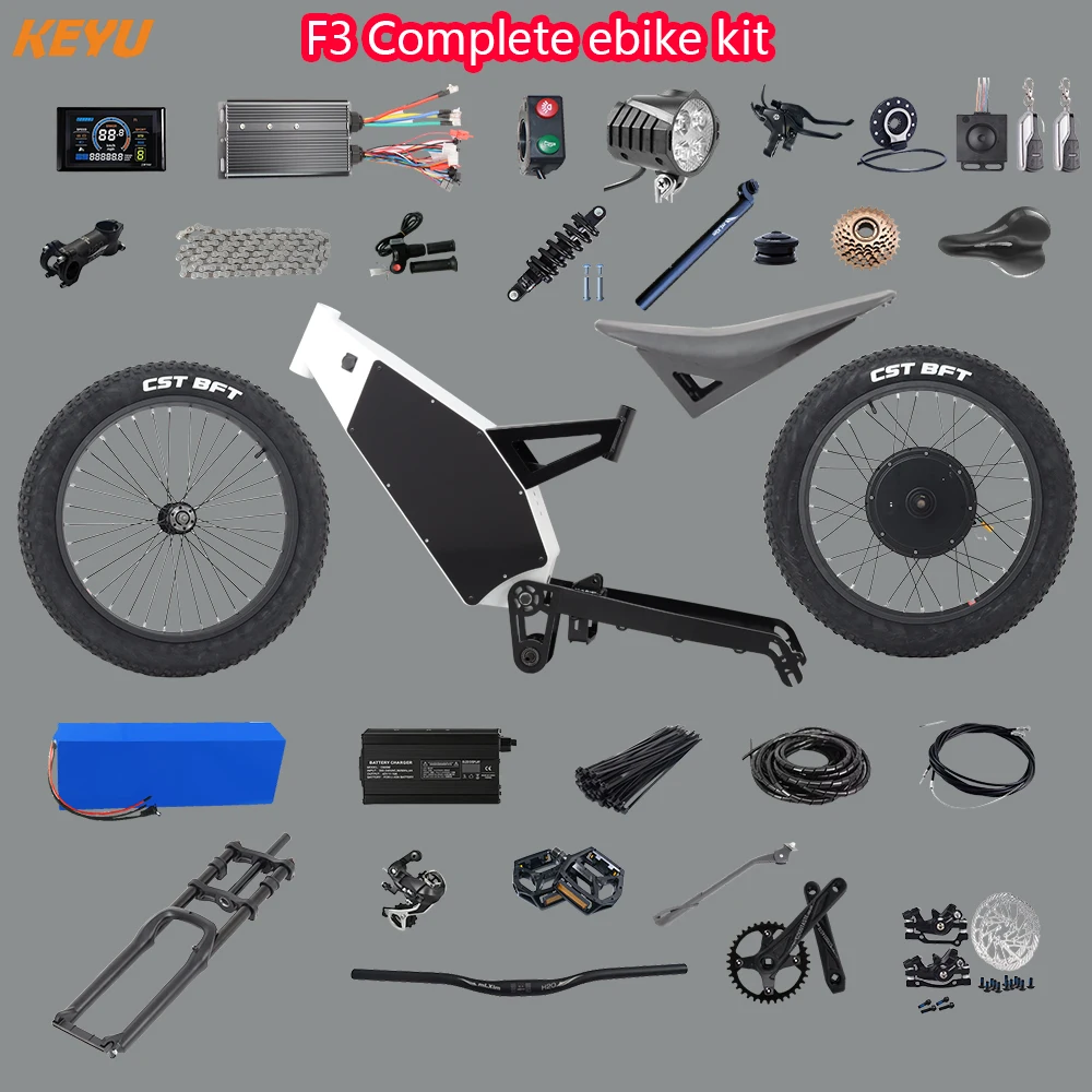 KEYU F3 enduro ebike kit 60V 3000W Electric motorcycle Complete ebike kit conversion electric bike stealth bomber