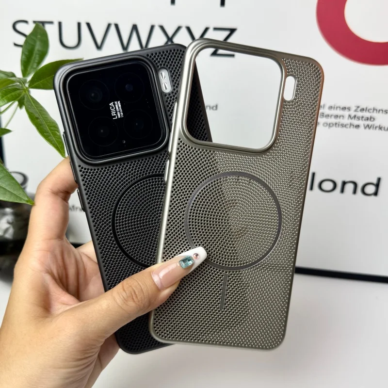 Luxury Metal Hollow Ventilate Hard Case with Magnetic Wireless Charging Compatibility