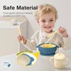 Dr.isla 6PCS Set Children's Dishes Set Baby Silicone Tableware Sucker Bowl Bib Cup Fork Spoon Set Infant Supplies BPA Free 5