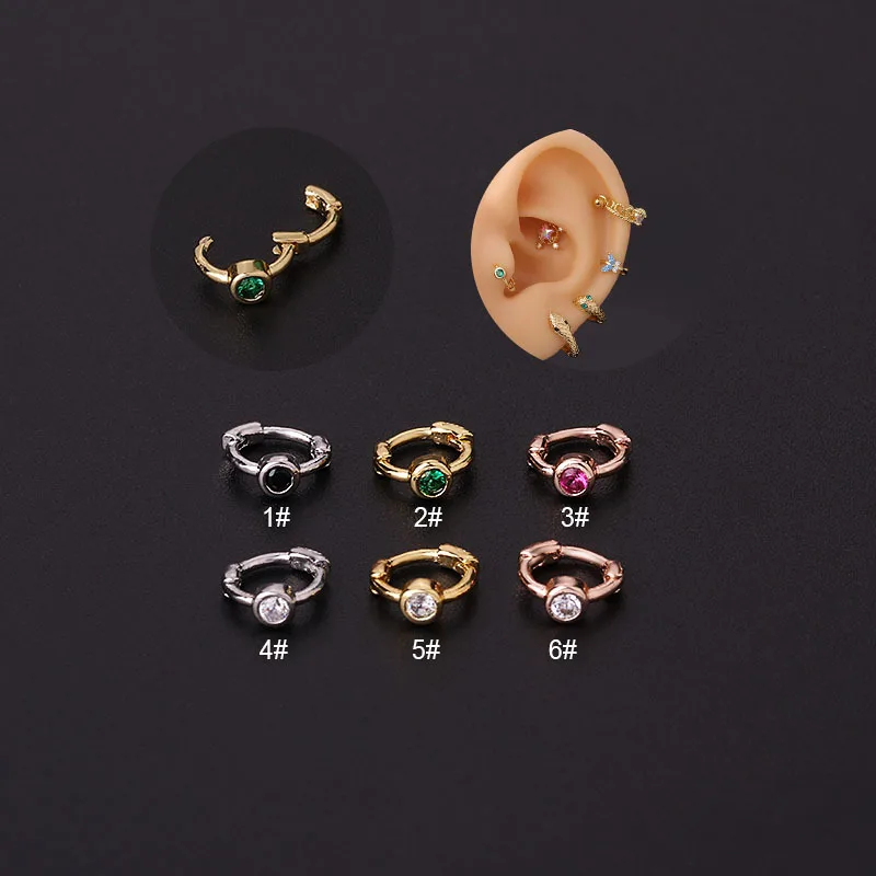 

1Piece Single 6mm Mini Ear Buckle Hoop Earrings for Women 2023 Trend Korean Fashion Piercing Colorful Zircon Earrings for Teens