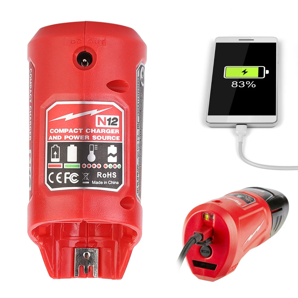 N12 Charger Converter USB Power Adapter Phone Charger Adapter For Milwaukee 48-5