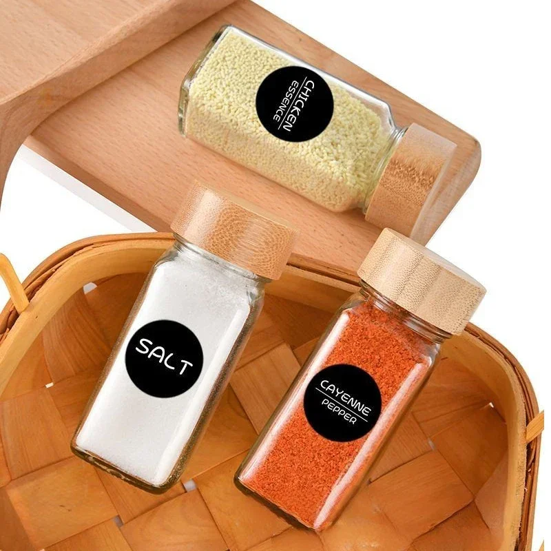6Pcs Square/Round Seasoning Jar Sealed Glass Jars Outdoor Camping Barbecue Seasoning Bottles Pepper Bottle Kithchen Accessories 3