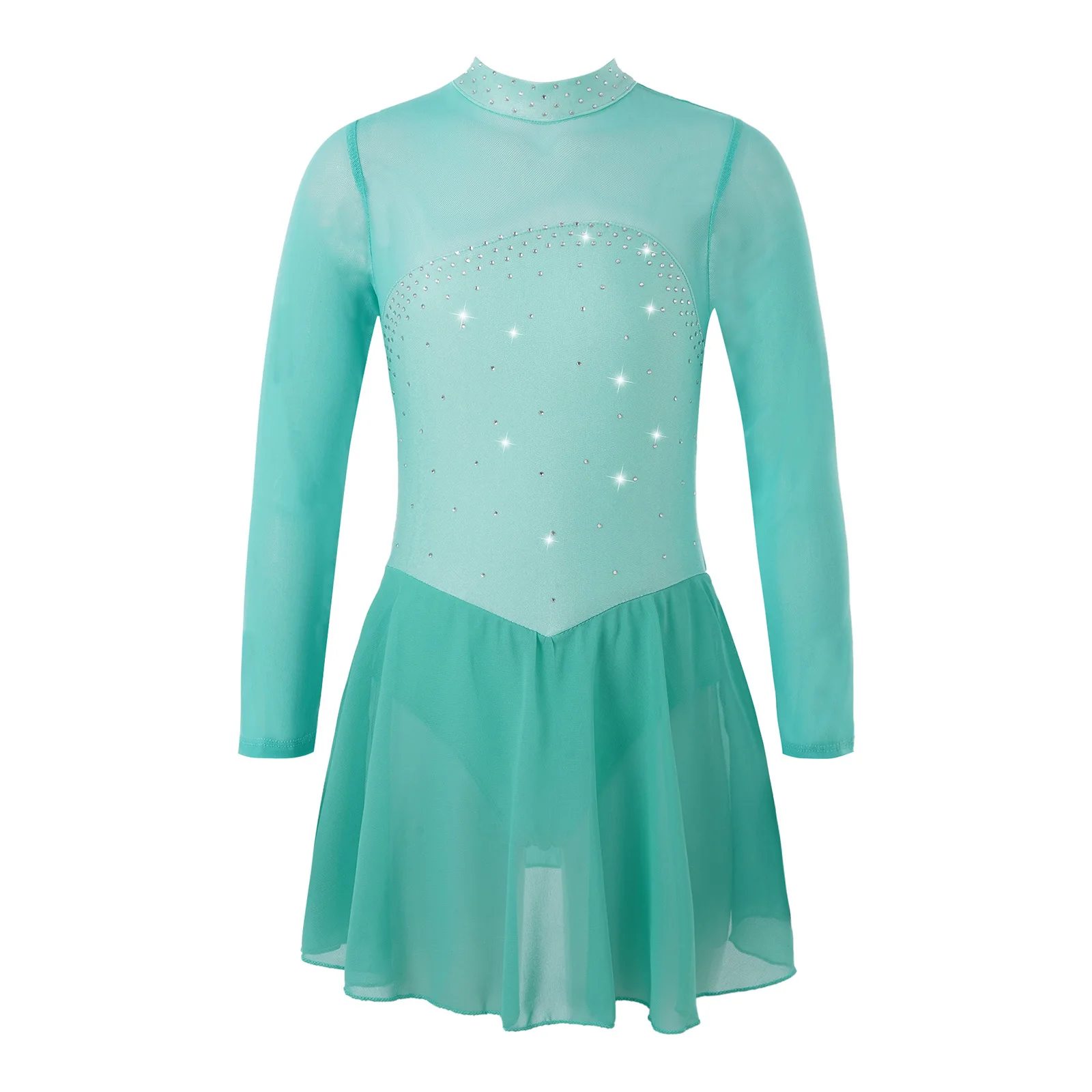 thumbnail image 1 of Vestido de tutú de Ballet para niños, vestido de bailarina de tul para patinaje artístico, leotardo con diamantes de imitación brillantes, ropa lírica de Ballet, 1 of 5