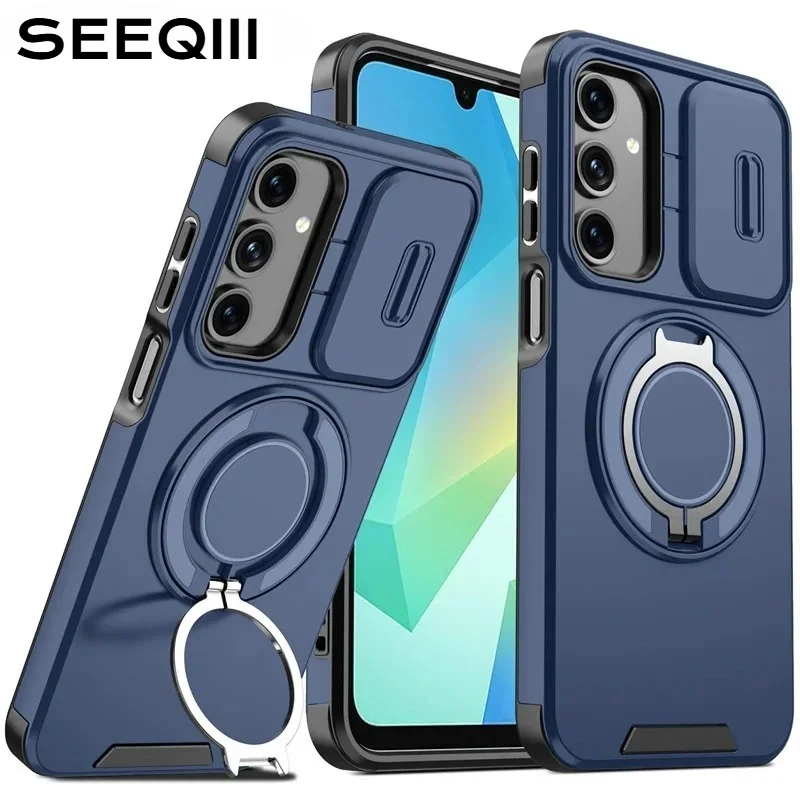 Enhanced Armor Case with Ring Holder and Slide Camera Protector Cover