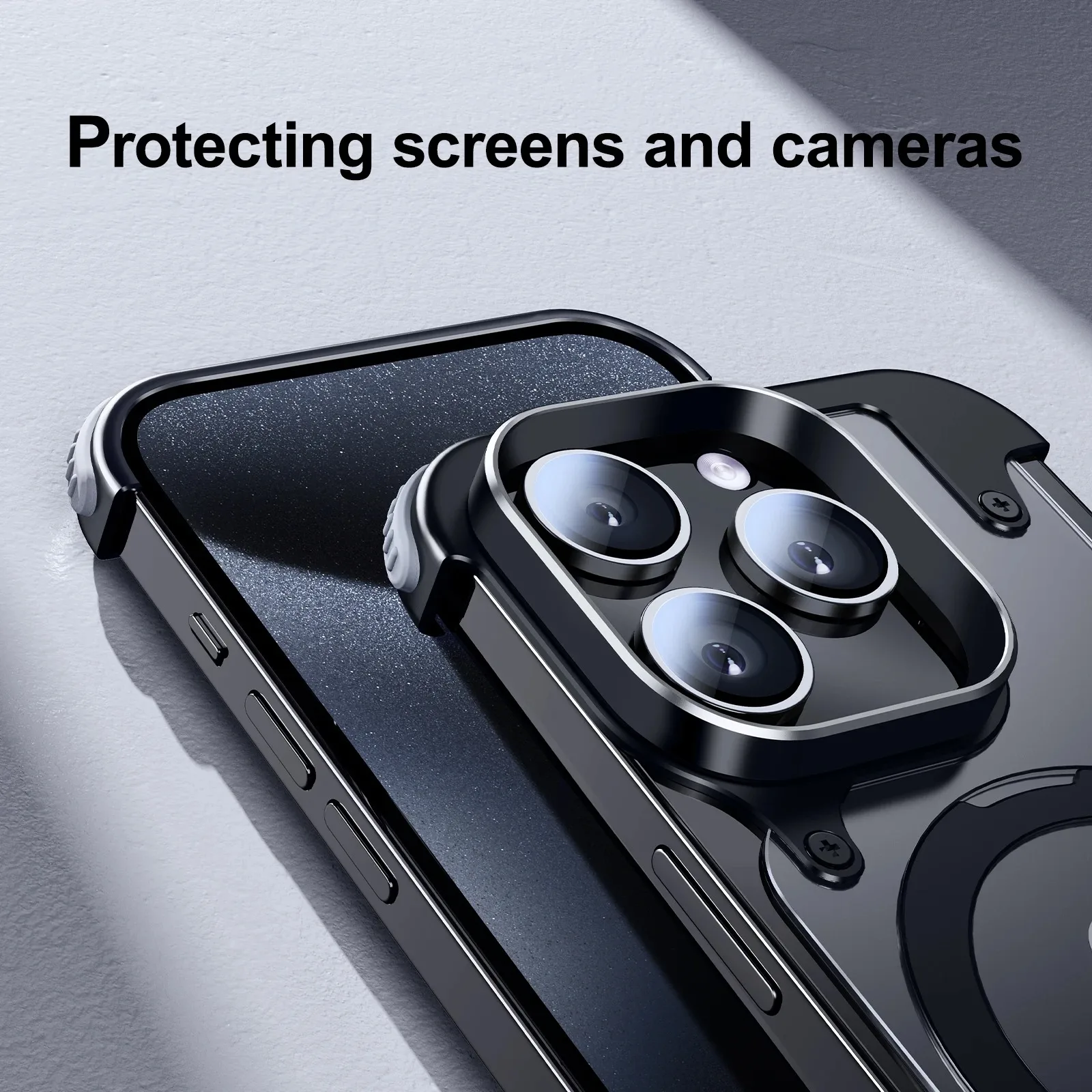 Eary for iPhone 13 Pro Phone Case with Magsafe Ring Kickstand Frameless Minimalist Bumper Shockproof Protector Phone Cover Shell