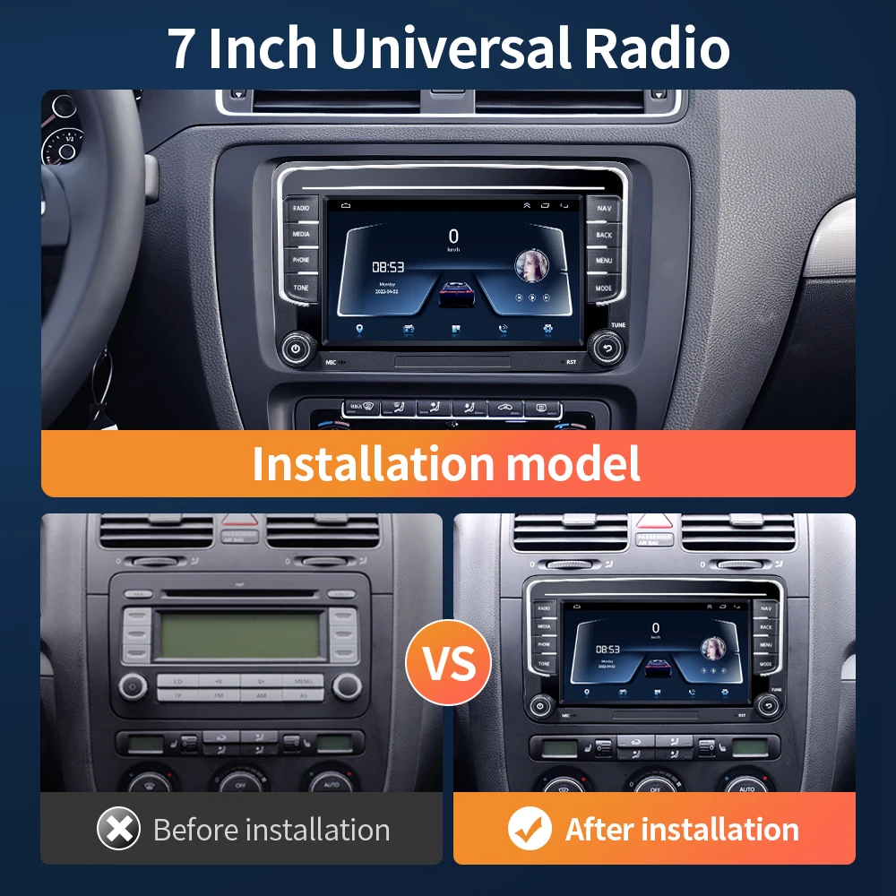 GRANDnavi 2 Din Android Car Radio GPS For VW / Volkswagen Skoda Octavia golf 5 6 touran passat B6 polo Jetta 2Din Radio Player
