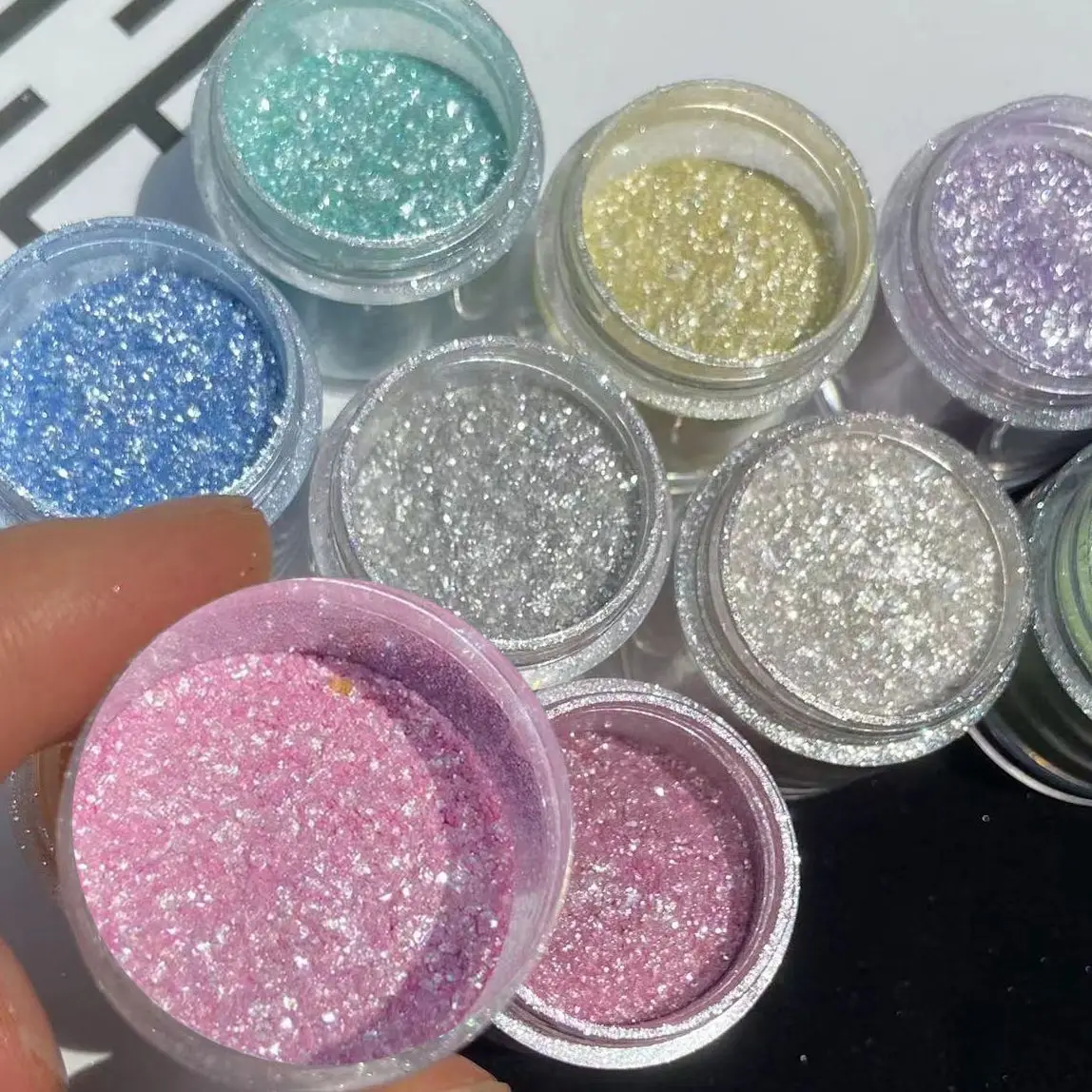1Jar Aurora Opal Nail Glitter Shimmer Unicorn Nail Slice Polarized Pigment Paillettes Per Acrilico Nail Tips Decorazione Opal Glitter
