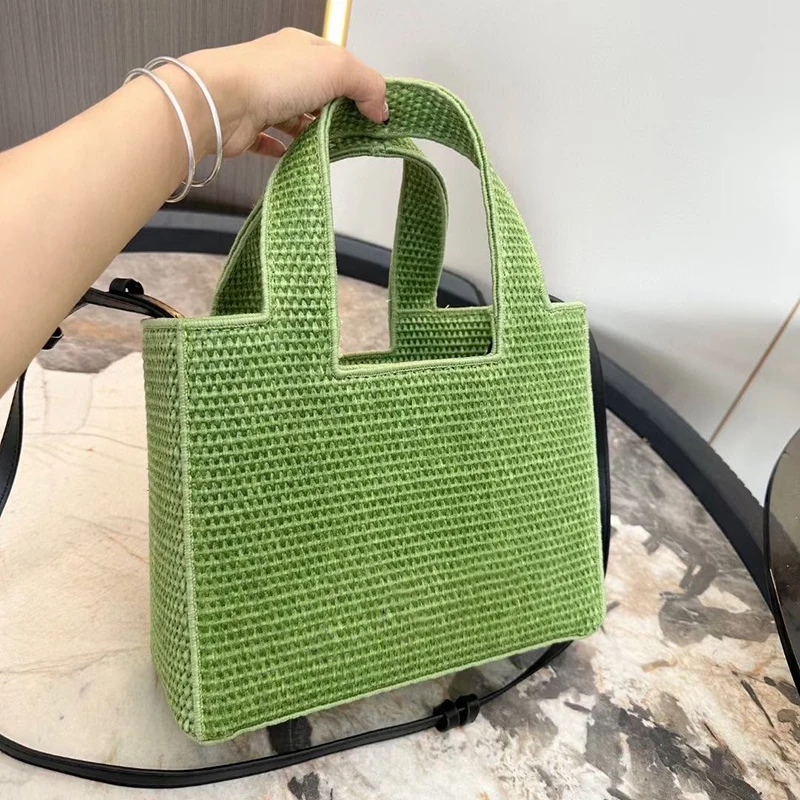 

Summer Designer New Women's Woven Luxury Tote Bag Handmade Straw Shoulder Purse Crossybody Vacation High Capacity Shopping Bag