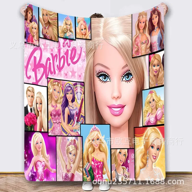 

MINISO Barbie Movie Peripheral Two-dimensional Flannel Blanket Printed Air-conditioning Quilt Blanket Is Soft and Comfortable