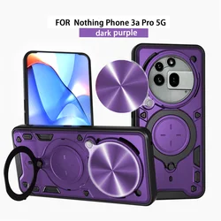 Ultra-Durable Slide Lens Protect & Shockproof Armor Phone Case with Ring Holder Cover for Phone 3A Pro (Purple)