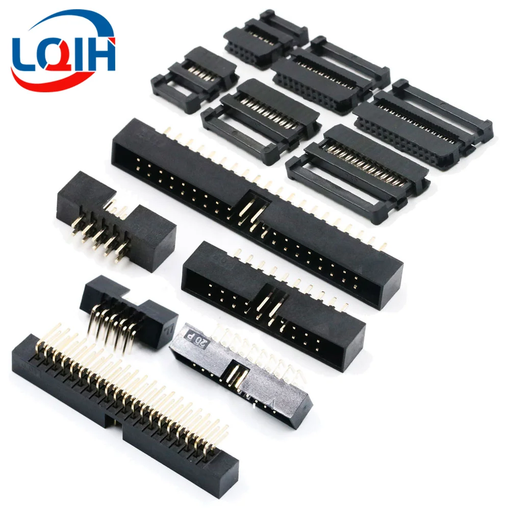 2.0mm Pitch FC 6/8/10/12/14/16/18/20/24/26/30/34/40/50Pin Female IDC Socket Connector Ribbon Cable DC3 Header Male Socket 10PCS