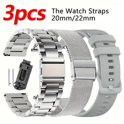 Premium 3 - Piece Stainless Steel Milanese Smartwatch Strap Set - Metal Wristbands - 22mm (Mixed Color 2)