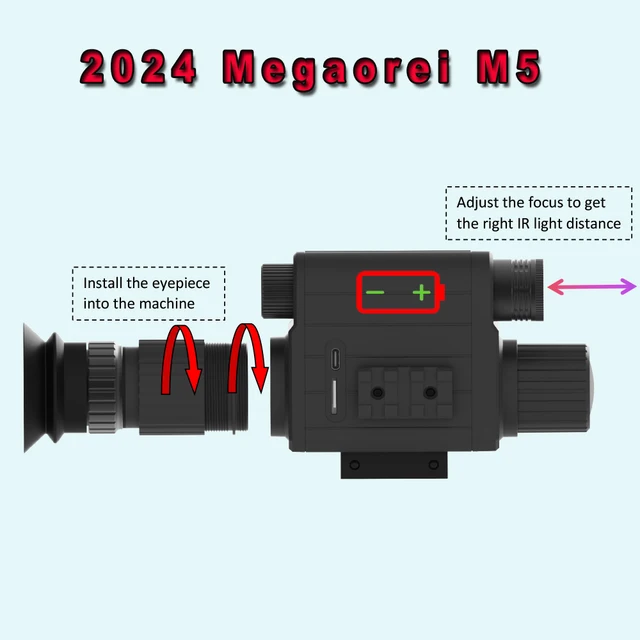 2024 Megaorei M5 Night Vision Scope Hunting Camera Wildlife Tactical Telescope Monocular with Built-in Infrared Laser 4