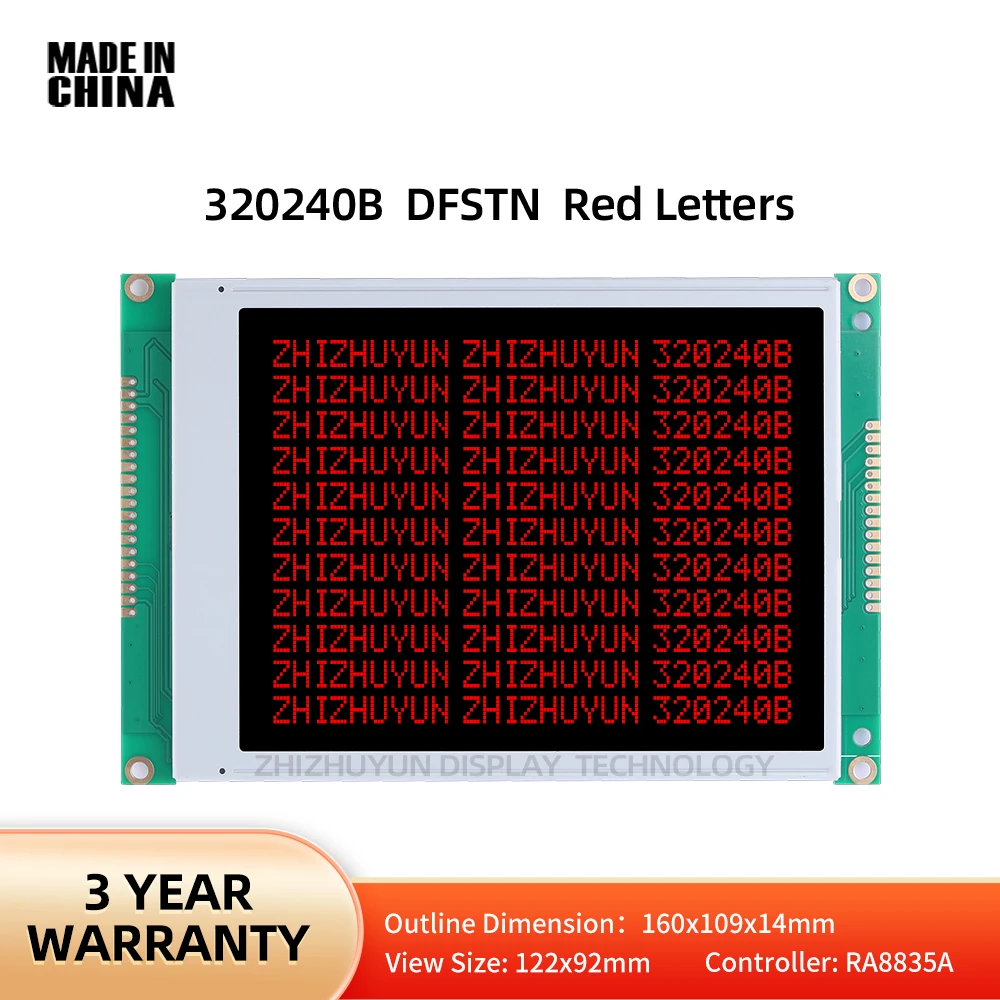 

320240B Graphic LCD Display Screen Graph Lattice Module DFSTN Black Film Red Font 5.7 Inch Display Screen With Controller RA8835