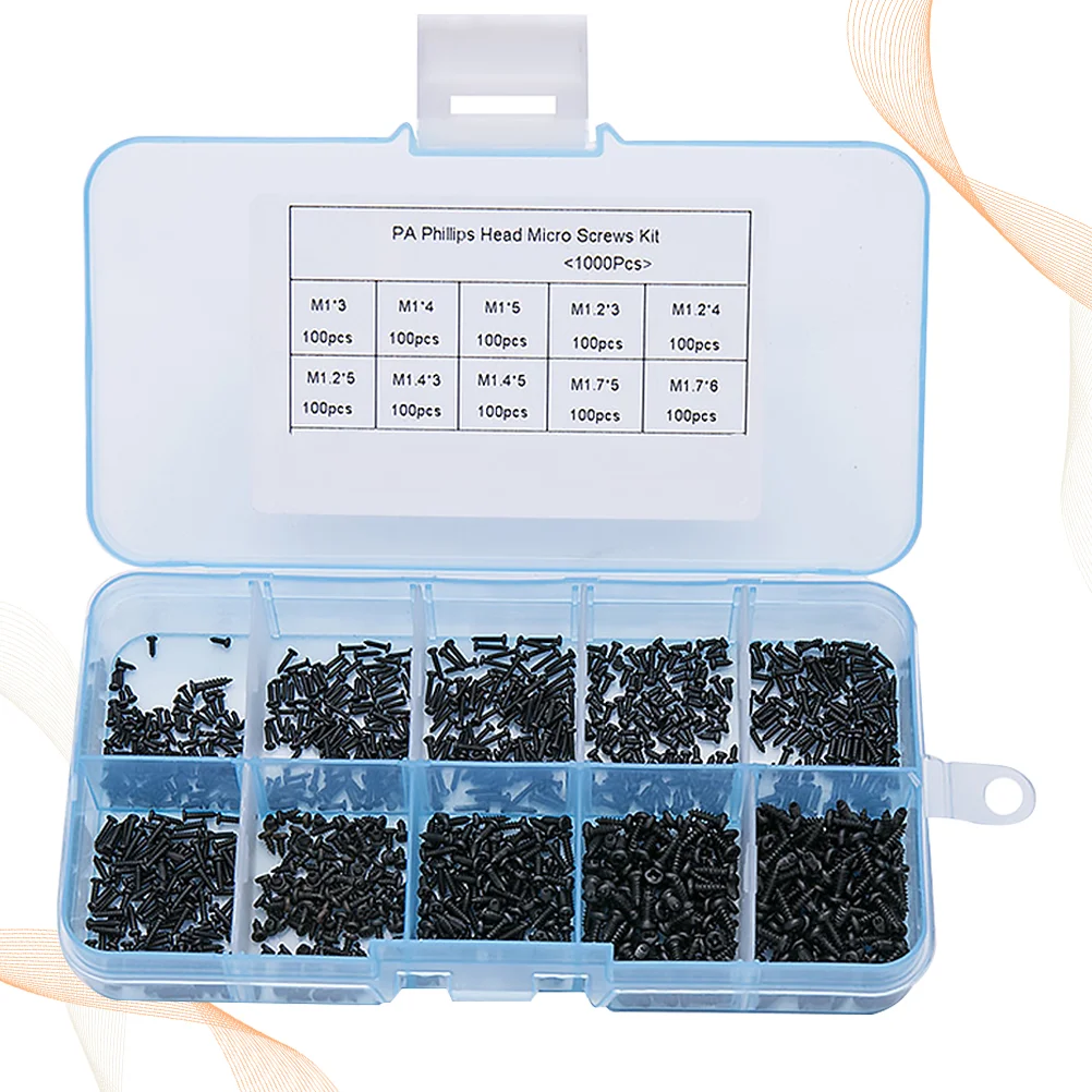 

1000pcs Screws Round Heads Self-Tapping Screws Tiny Electronic Small Screws Metal Parts (Black, White)