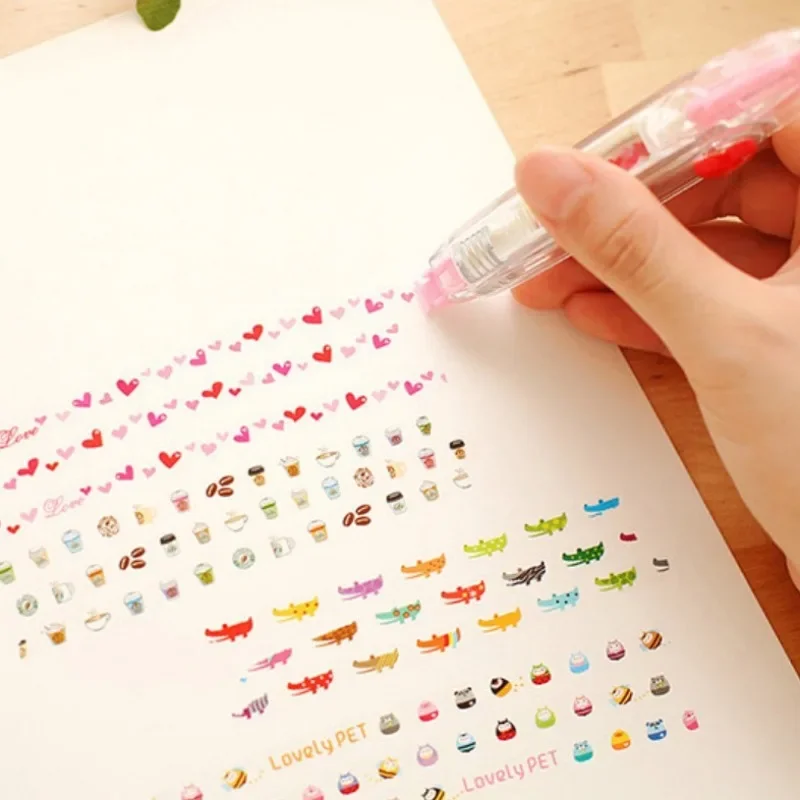 Cartoon Correction Tape Press Type Stickers for Scrapbooking Greeting Card Decor Students Rewards correction tape correction supplies