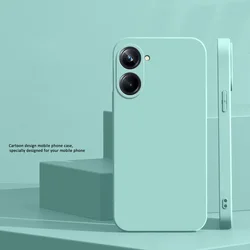 Fashionable Soft Silicone Shockproof Bumper Solid Color TPU Back Cover for Realme 10 Pro Plus (Cyan)