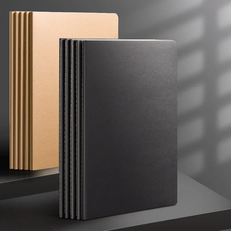 Student Notebook 5Piece A5 Retro Kraft Cover Diary Paperbook Portable Blank Note Journal Memos Stationery School Office Supplies