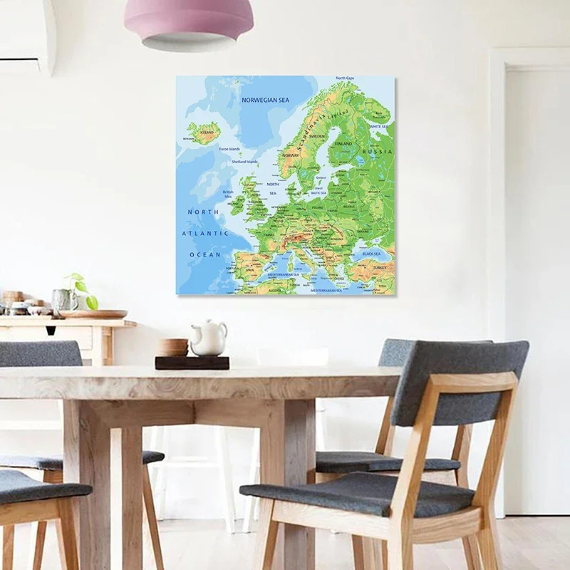 90*90cm The Europe Map Non-woven Canvas Painting Unframed Poster Decorative Hanging Picture Wall Art Print Home School Supplies