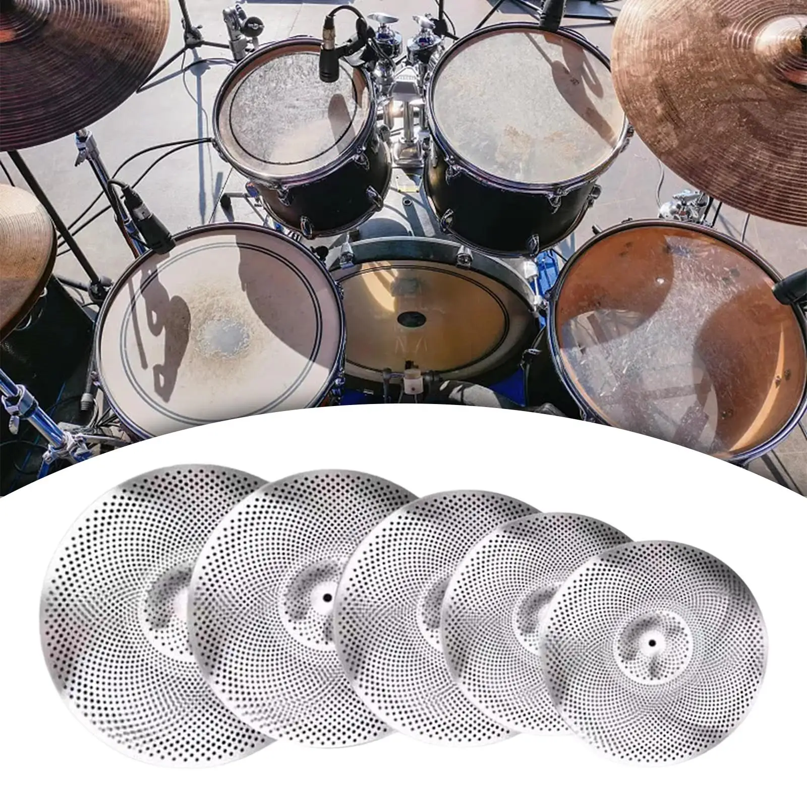 5 Pieces 14" Hi Hat+16" Crash+18'" Rash+20"ride Quiet Cymbals Practice Set Low Volume Cymbal Pack for Bedroom Rehearsal Room