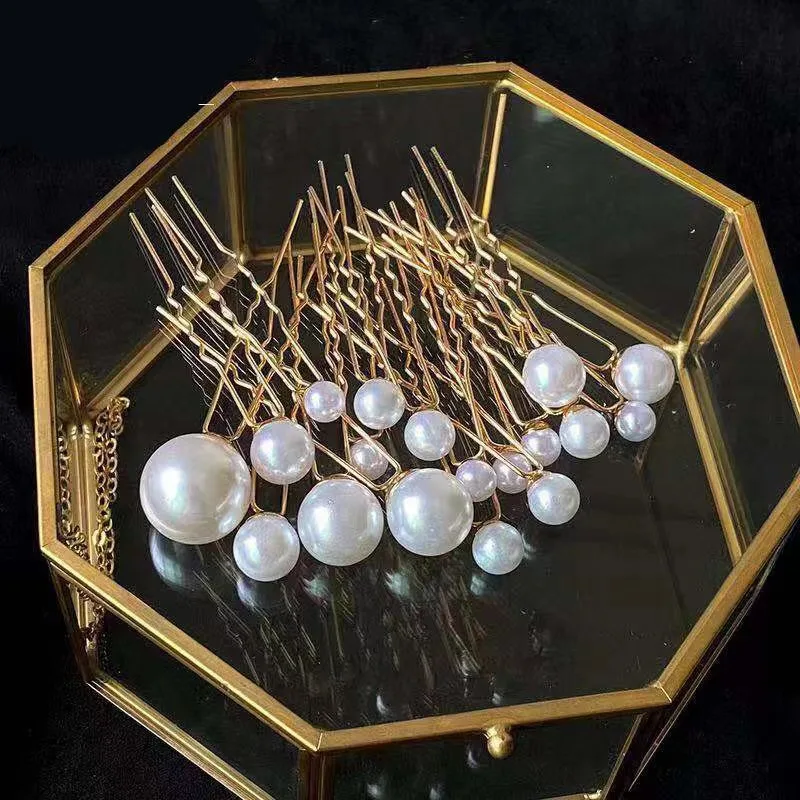 Hairpins Hair Clip Hair Accessories Bridal Tiara Wedding Hairstyle Design Tools Women U-shaped Pin Metal Barrette Simulated Pearl
