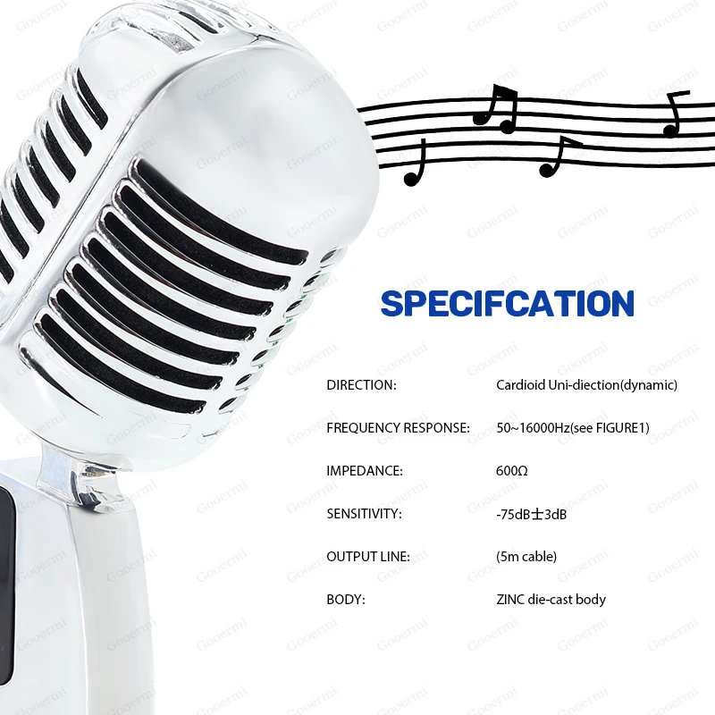 Gooermi-55Sh Professional Vintage Style Wired Dynamic Microphone Cardioid Microphone For Recording Singing