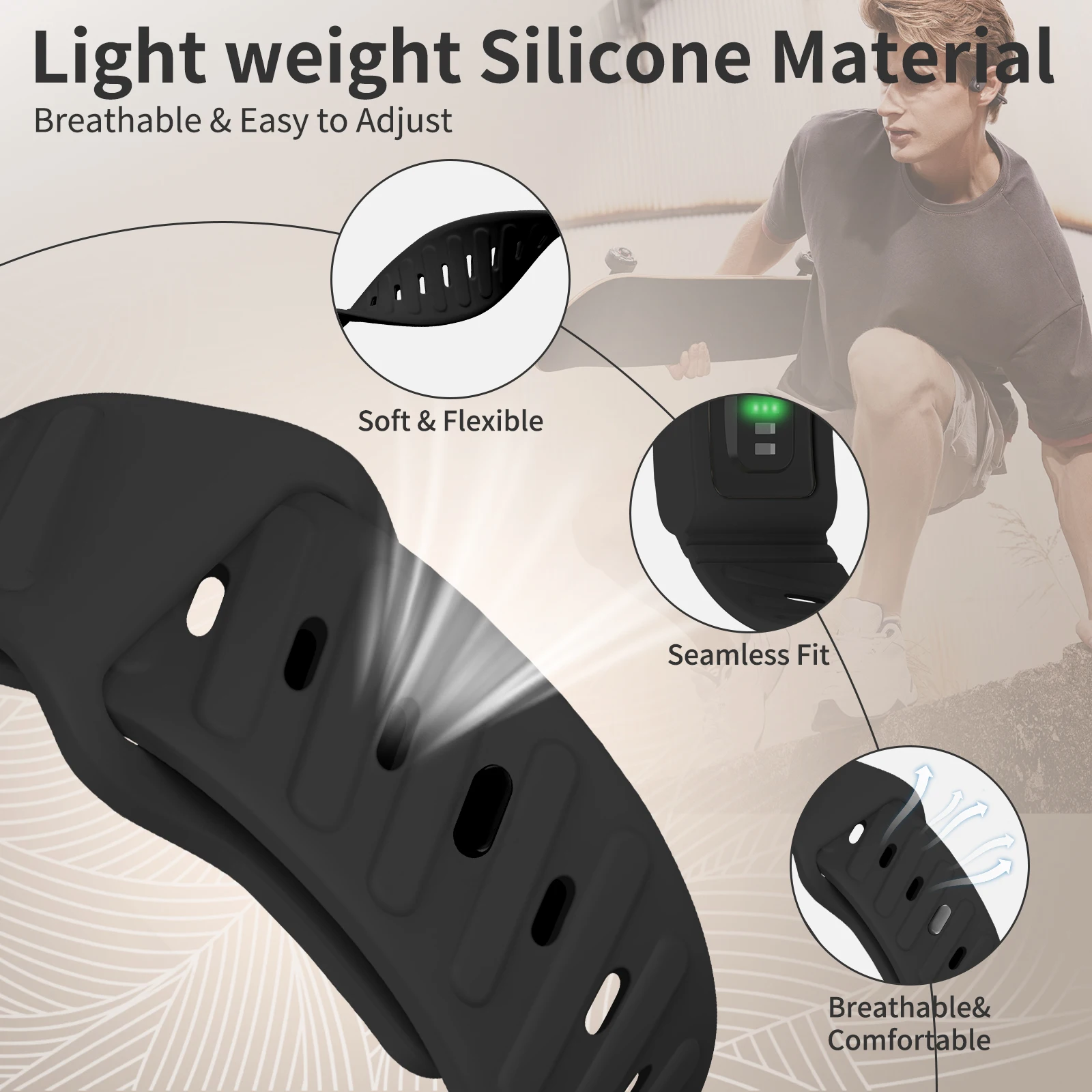 Breathable Silicone Loop Strap for Wearable Health Tracker