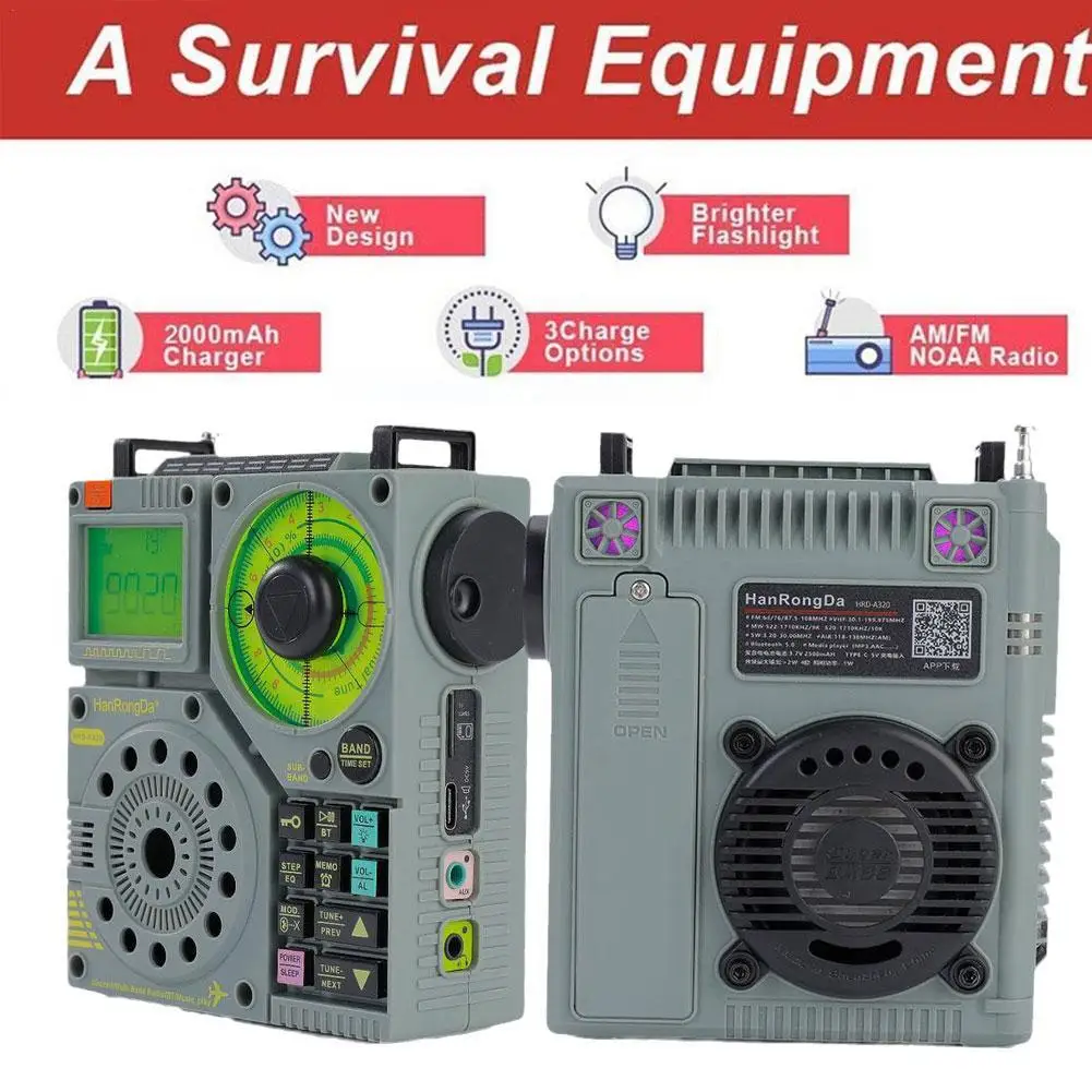 

FM MW SW VHF WB Multi-band Radio HRD-A320 AIR Portable Bluetooth Speaker Aviation Band Radio AIR Maritime Supports T-FLASH AUX