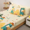 Cartoon Dinosaur Print Children's Room Fitted Sheet Set Comfortable Soft Bedding with Pillowcases Boys and Girls Fitted Sheet 3