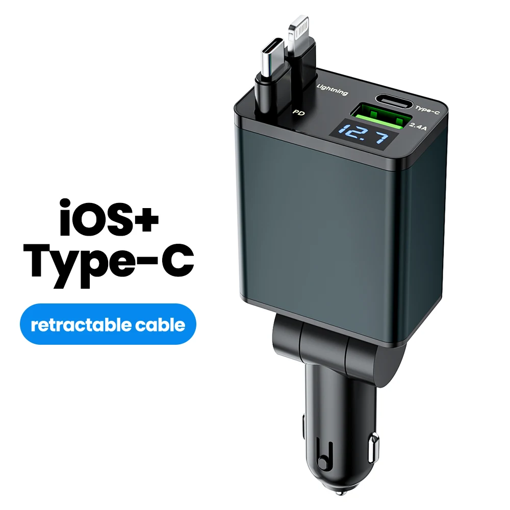 Elough 4 في 1 75 واط شاحن سيارة مع قابل للسحب نوع...