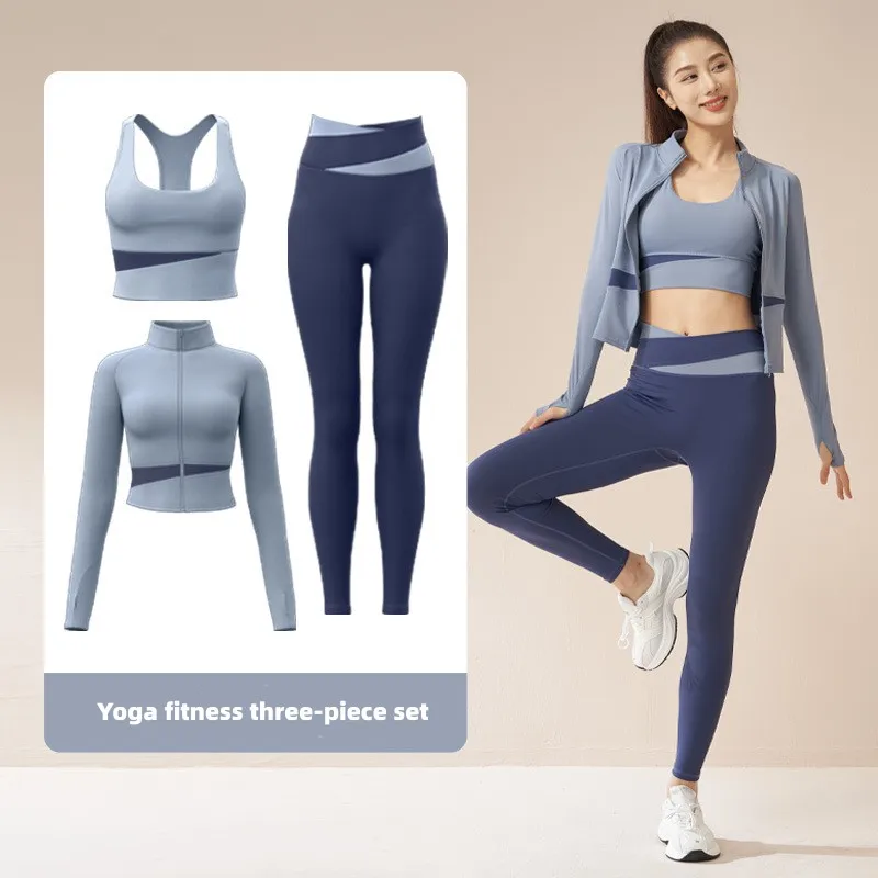 

Women's yoga suit, peach skin friendly fitness suit, quick drying color matching new breathable, slim fit，comfortable sports set