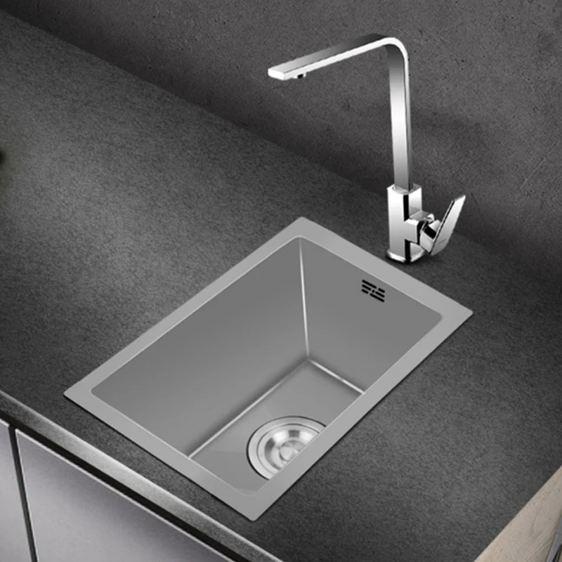 Small Kitchen Sink Above Counter or Undermount 304 Stainless Steel Single Bowl Washing Basin Drain Accessories for Kitchen