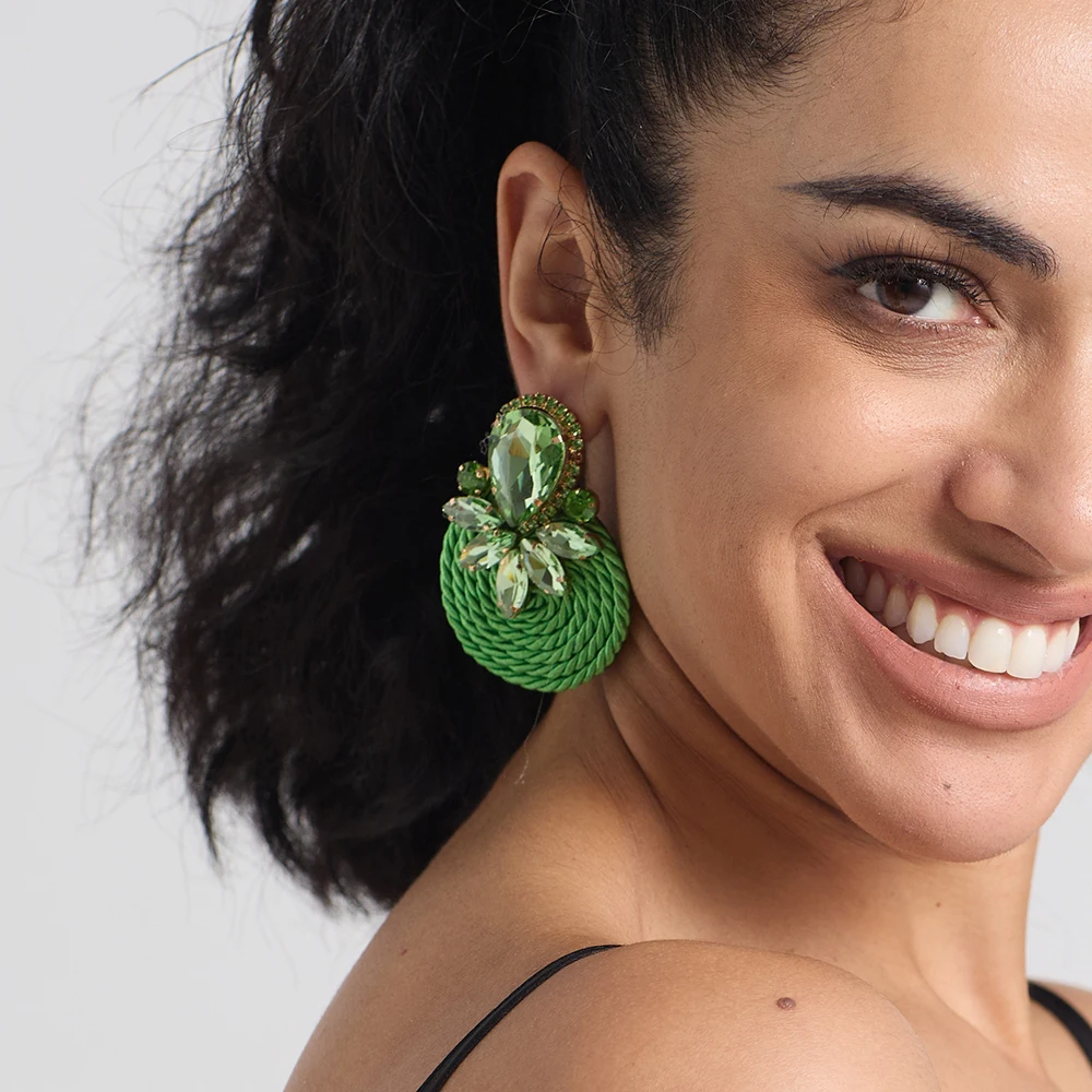 New Design Colorful Crystal Handmade Round Earrings High-Quality Statement Fashion Rhinestone Jewelry Accessories For Women