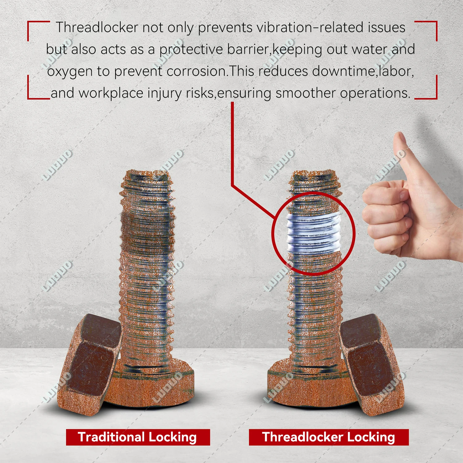 High Strength Red Medium Strength Blue Threadlocker for Nuts Bolts Fasteners Removable Lock Tight Lock & Seal Screw Glue 10ML 3