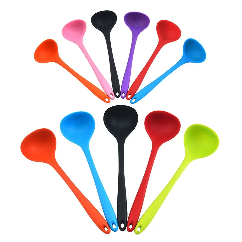 Non-Stick Silicone Soup Spoon Cooking Tools Kitchen Utensils Dining Supplies One-Piece Silicone Spoon From China