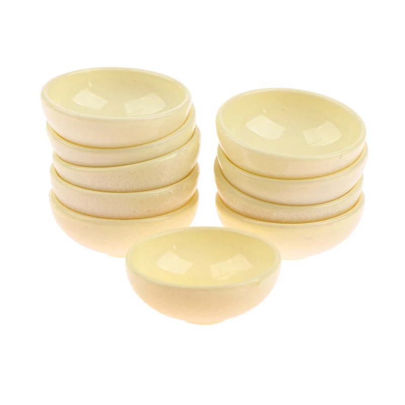 10pcs Miniature Bowl Dish Round 1/12 Scale Doll House Kitchen Dinning Accessory