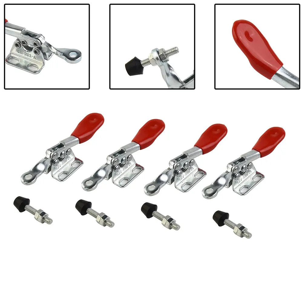 

4pcs Toggle Clamp GH-201A 27KG Horizontal Vertical Toggle Clamp Quick-Release Metal Woodworking Tools Hand Clip Tools