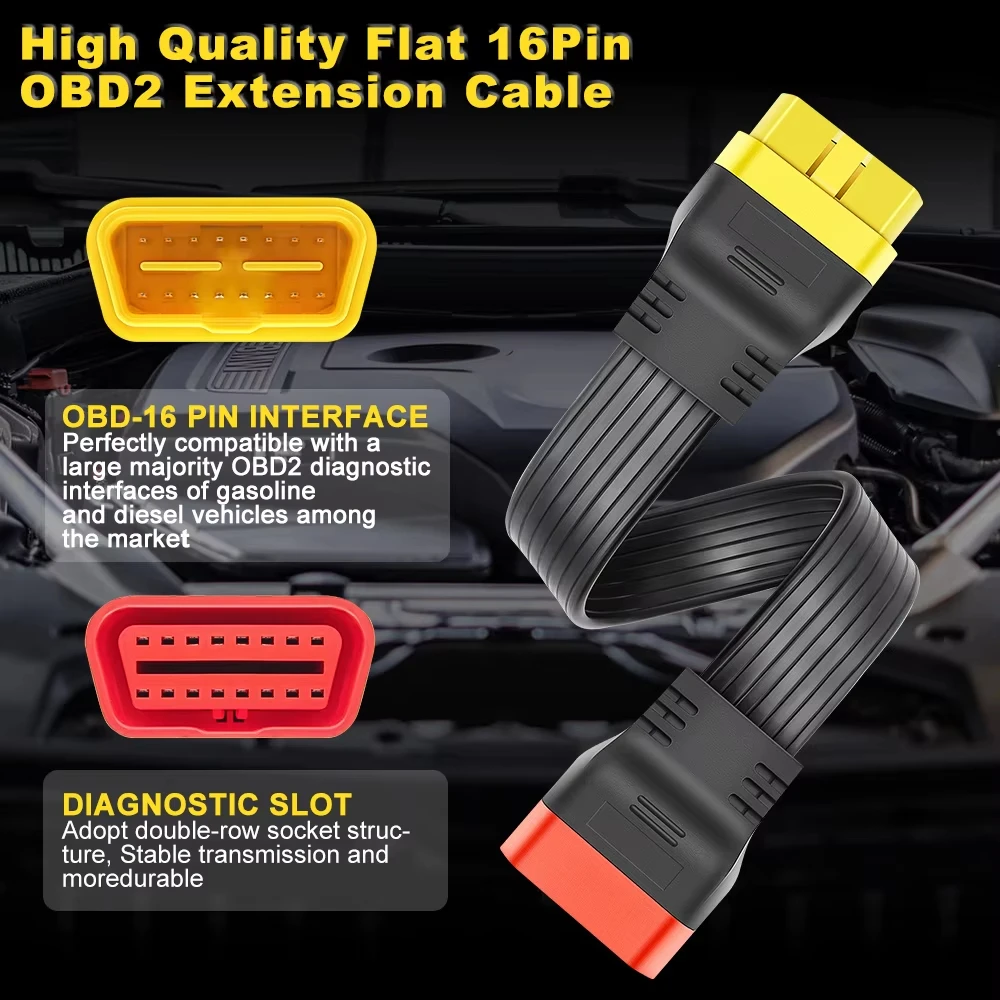 OBDII Extension Cable 16 Pin Male to Female 36CM Thinkdiag Easydiag BD2 Connector ELM327 OBD2 Diagnostic Cable