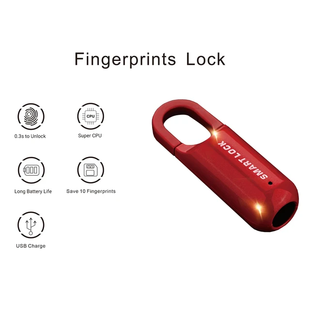 MQ-1017 Smart Fingerprint Padlock Waterproof Biometric Lock Portable Keyless Security Lock Anti-Theft Lock for Luggage School 4