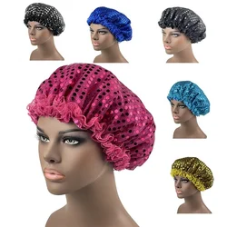 2022 Newly European and American Sequin Lace Nightcap Home Female Round Cap Simple Bath Shower Cap Multi-Color Fashion for Women