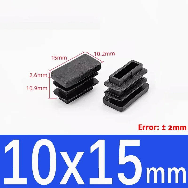 Black Square Plastic End Caps for Table or Chair Feet Protection