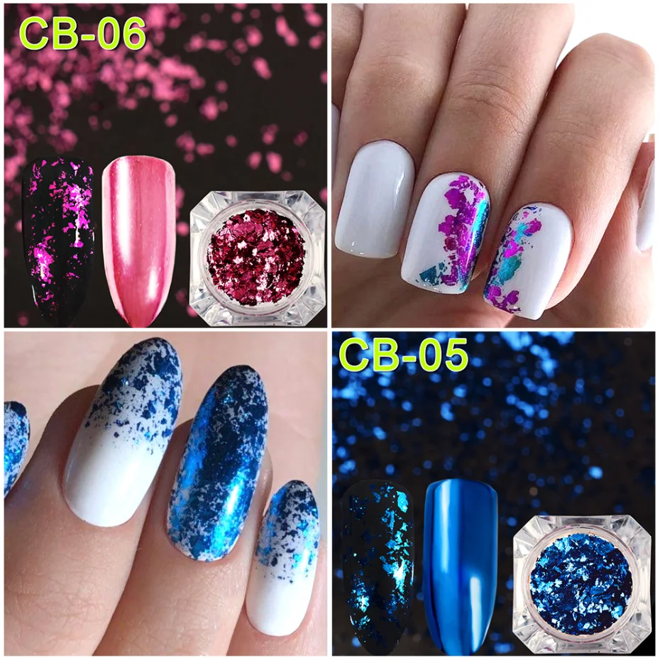 Nail decoration Flakes Glitter Aluminum Foil Sequins Chrome Powder Nails Irregular Sticker Paillettes Art Manicure Decor Accessories LACB01-08