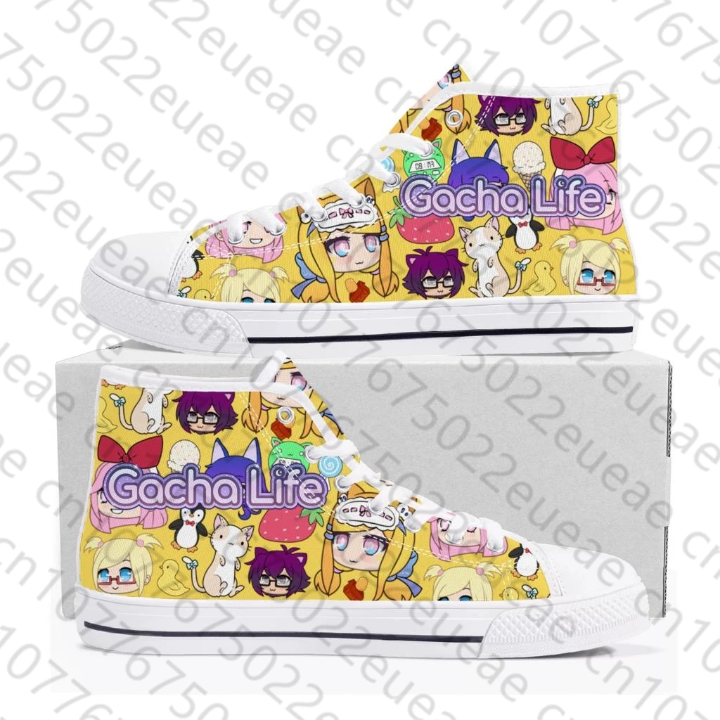 Gacha Life High Top Sneakers Hot Cartoon Game Mens Womens Teenager High Quality Fashion Canvas Shoes Casual Tailor Made Sneaker