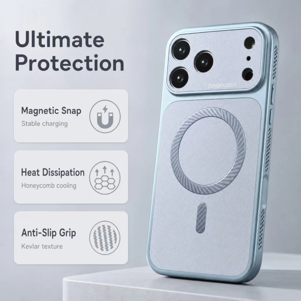 Premium Honeycomb Cooling Phone Case with Skin Feel and Shockproof Protection