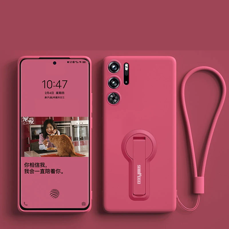 Shockproof Silicone Phone Case with Holder and Screen Protector - Soft Cover