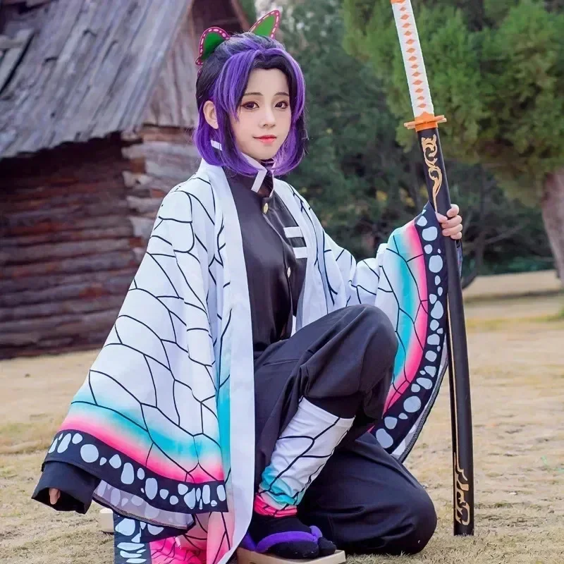 2026 Costume cosplay anime Kochou Shinobu, uniformi Kochou, parrucche, capelli per Halloween, per bambini e adulti, per feste cosplay