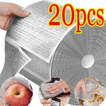 Panno metallico per la pulizia della cucina Lavapavimenti in rete multiuso antiaderente in microfibra ad asciugatura rapida per pentole e stufe, asciugamani da cucina riutilizzabili 1