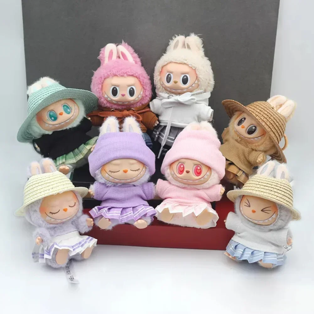 Ropa Para Muñeca Labubu De 10 Cm – Conjunto Color Helado: Gorro De Cumpleaños, Top Y Falda Con Tirantes (Muñeca No Incluida)