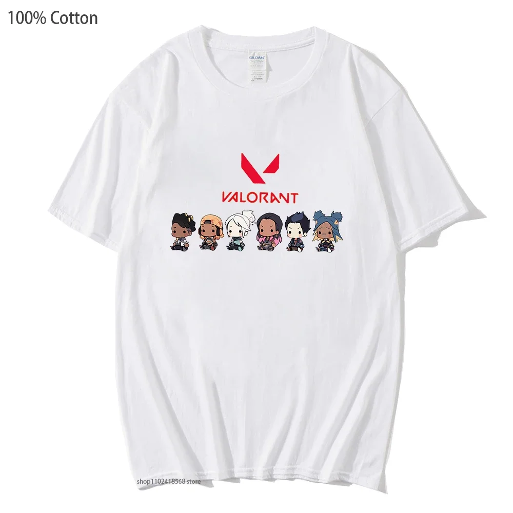 

Valorant Anime Tee Jett Killjoy Shirt Streetwear Women Tshirt Cute Cartoon Anime Print Top Unisex 100% Cotton Oversized T Shirt